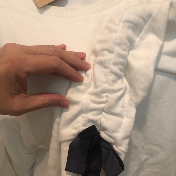 Halogen M White Ruched Ribbon Tie Sweatshirt NWT - Picture 5 of 6